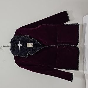 KOOS of Course Blazer Velvet Reversible Quilted Jacket  burgandy purple Size M